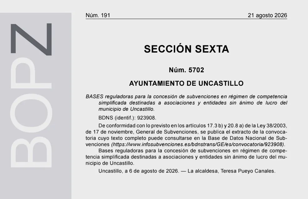 Bases reguladoras para concesión de subvenciones para asociaciones y organizaciones sin ánimo de lucro